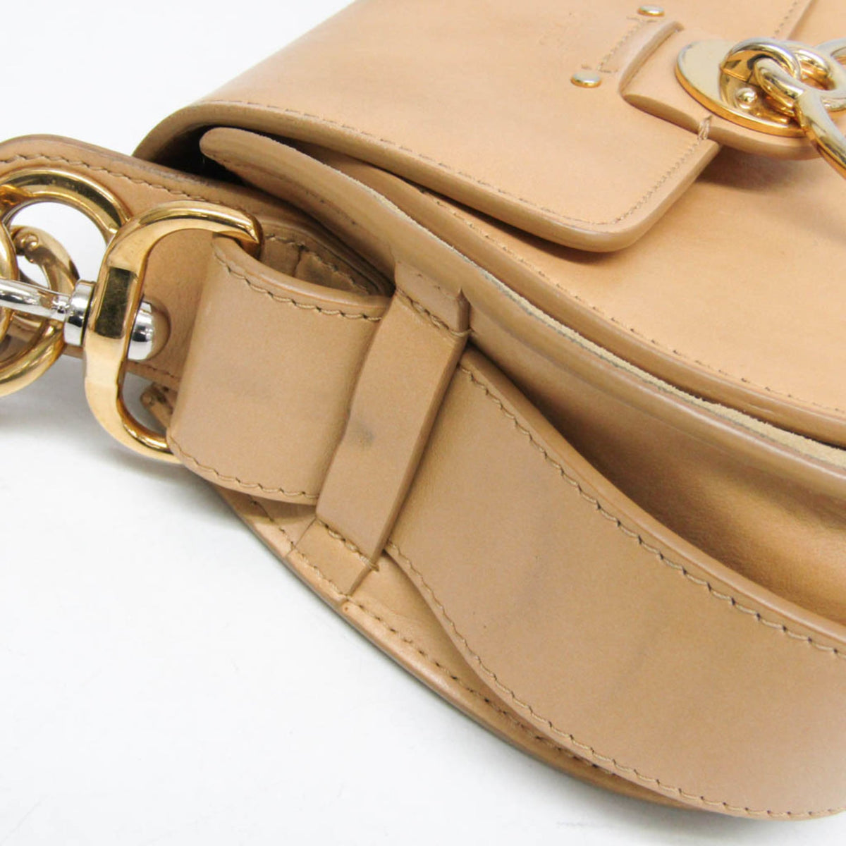 Chloe Tess Suede With Leather Beige Leather Handbag (Pre-Owned)