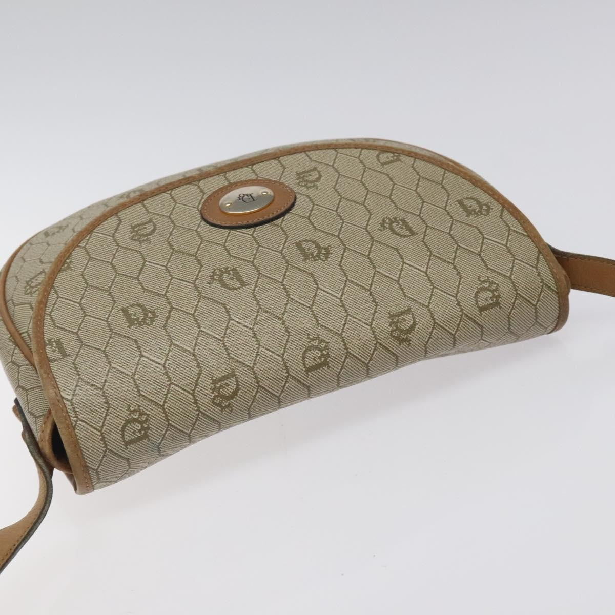 Christian Dior Vintage Honeycomb Flap Canvas And Leather Beige Canvas Shoulder Bag Bag (Pre-Owned)