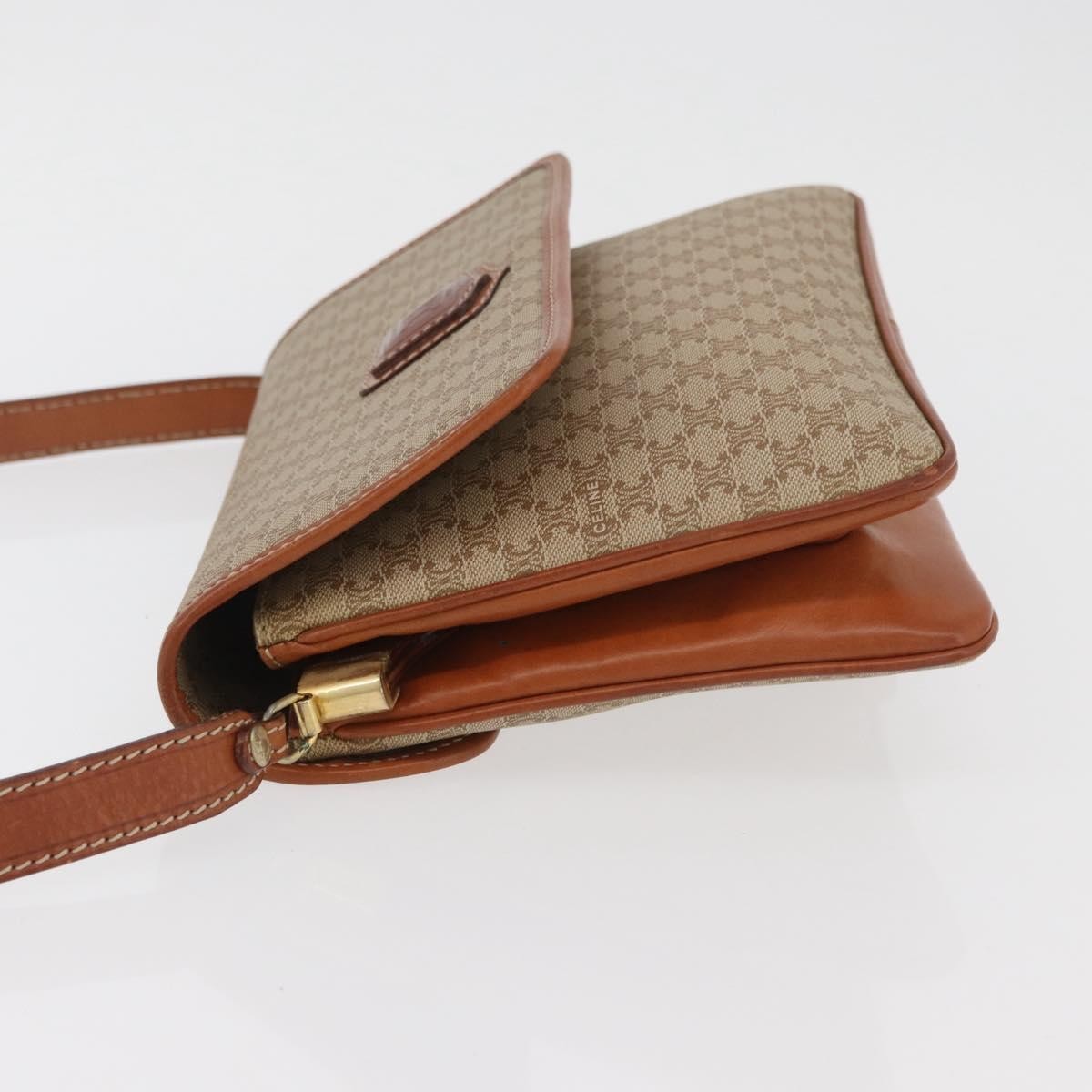 Celine Vintage Macadam Canvas And Leather Beige Canvas Shoulder Bag Bag (Pre-Owned)
