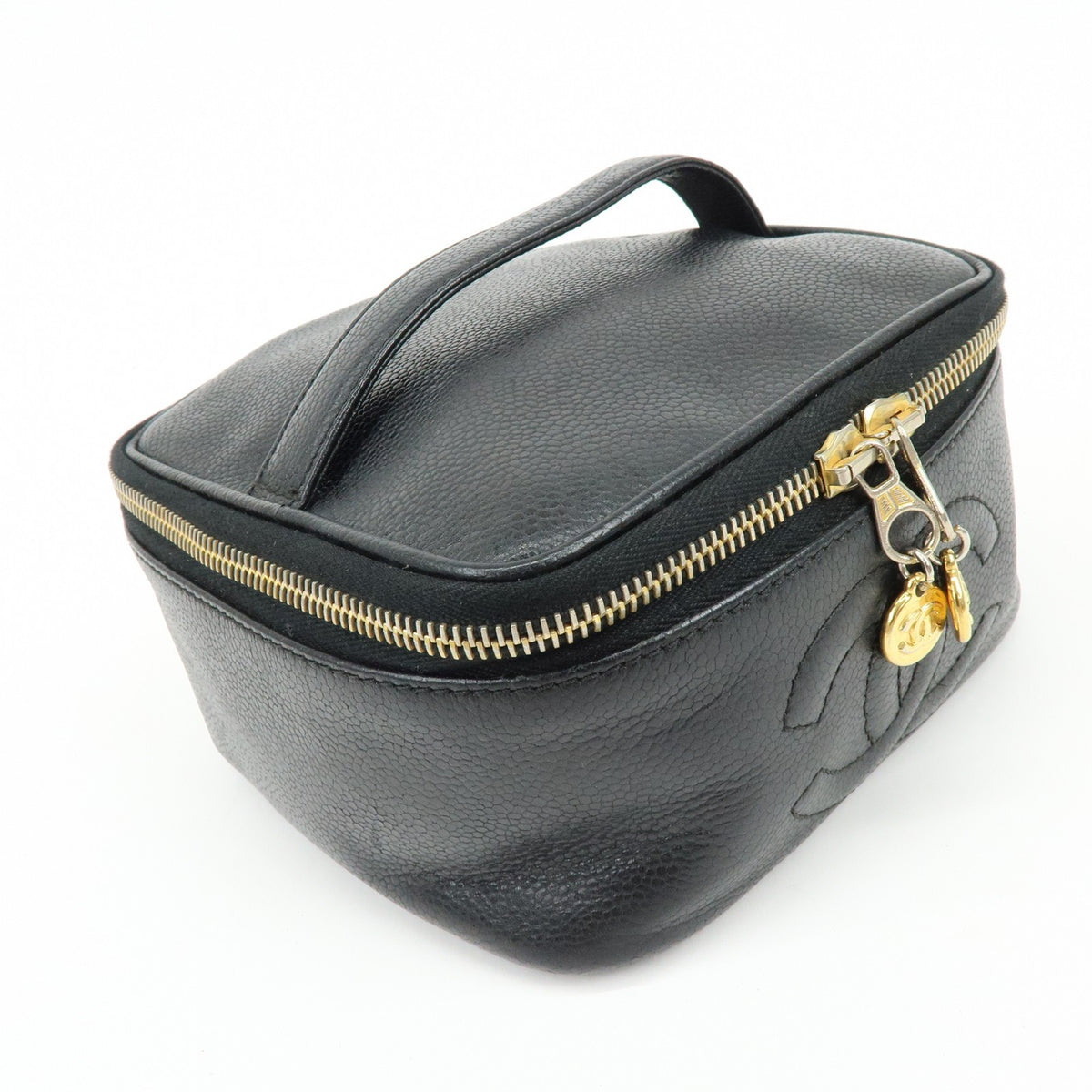 Chanel Vintage Timeless Cosmetic Case Caviar Black Leather Clutche & Pouche Bag (Pre-Owned)