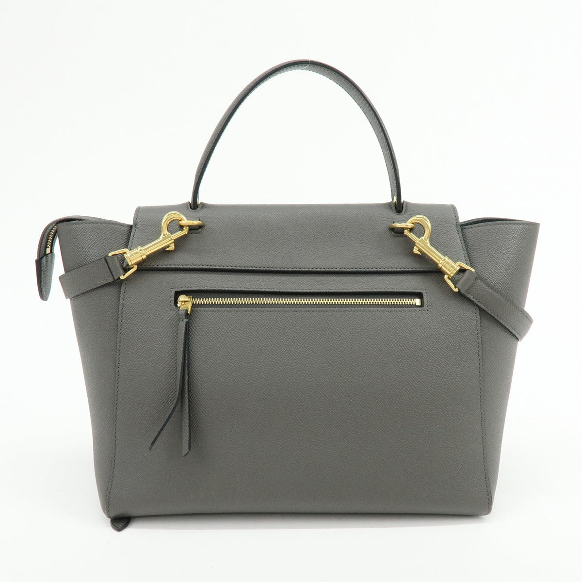 Celine Belt Textured Leather Gray Calfskin Handbag (Pre-Owned)
