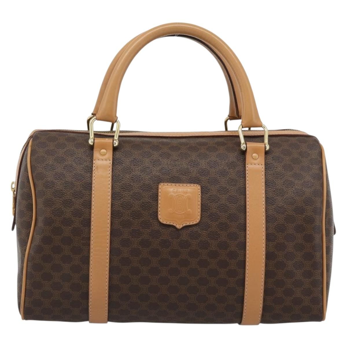 Celine Vintage Boston Macadam Coated Canvas Brown Pvc Handbag (Pre-Owned)