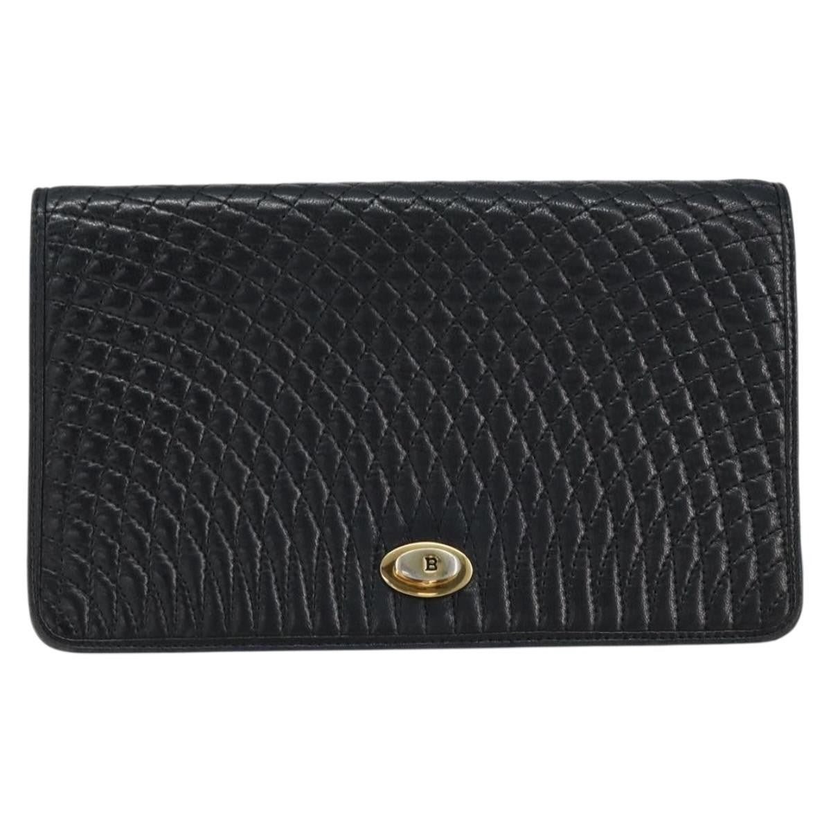 Bally Vintage Chain Quilted Leather Black Leather Shoulder Bag Bag (Pre-Owned)