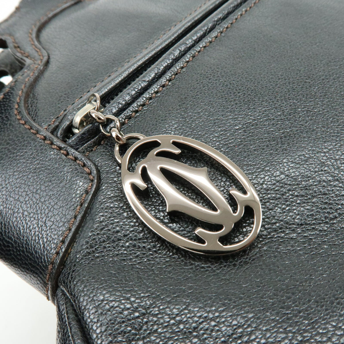 Cartier Marcello Leather Black Leather Handbag (Pre-Owned)