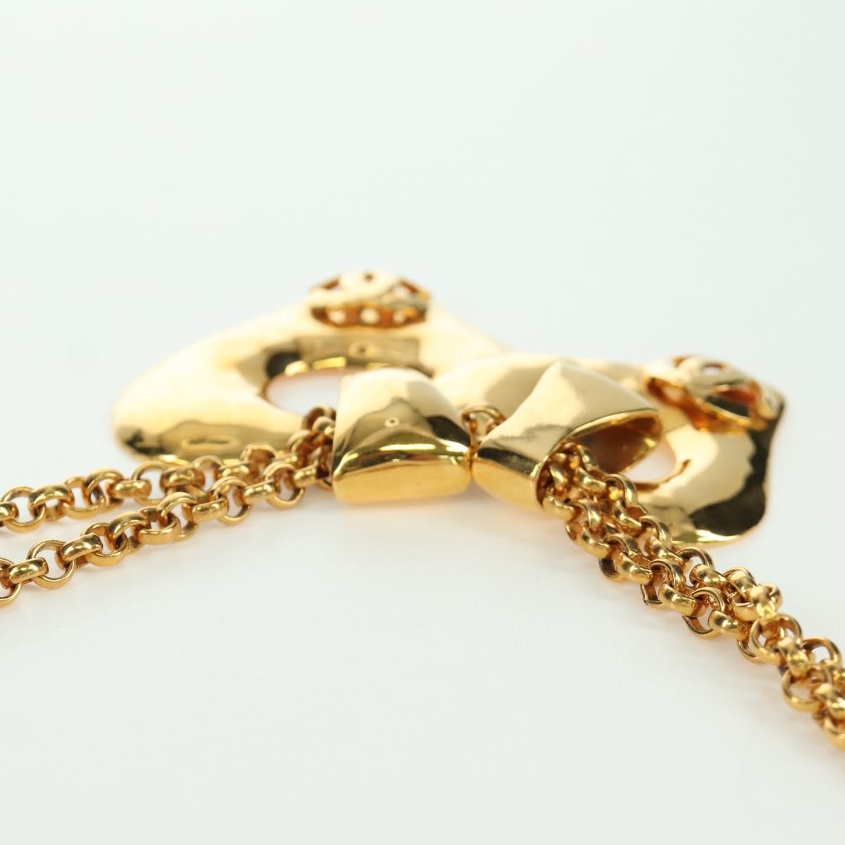 Chanel Vintage Cc Heart Pendant Long Metal Gold Metal Necklace Jewelry (Pre-Owned)