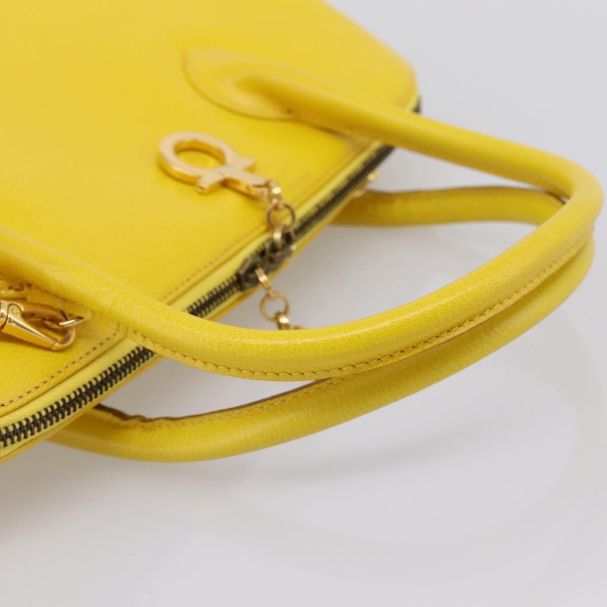 Salvatore Ferragamo Gancini Leather Yellow Leather Handbag (Pre-Owned)