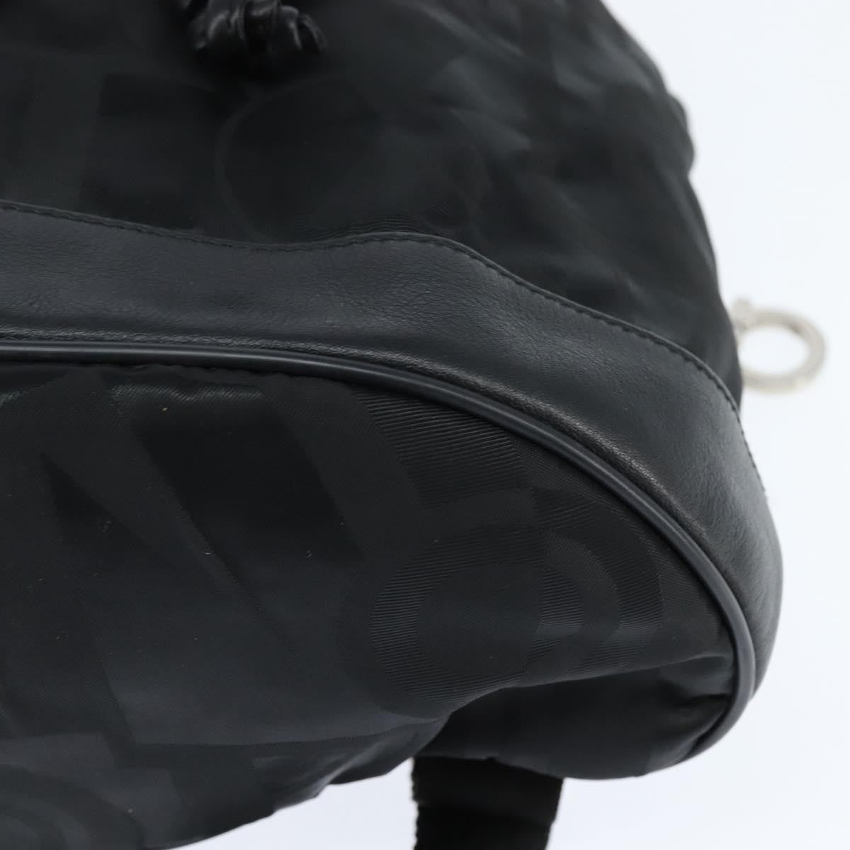 Salvatore Ferragamo Flap Buckle Printed Neoprene Black Nylon Backpack Bag (Pre-Owned)
