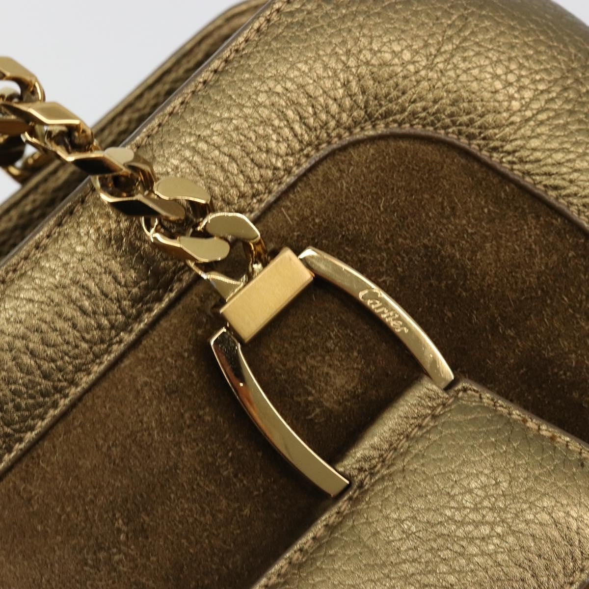 Cartier Chain Ladonia Shoulder Leather Gold Suede Tote Bag Bag (Pre-Owned)