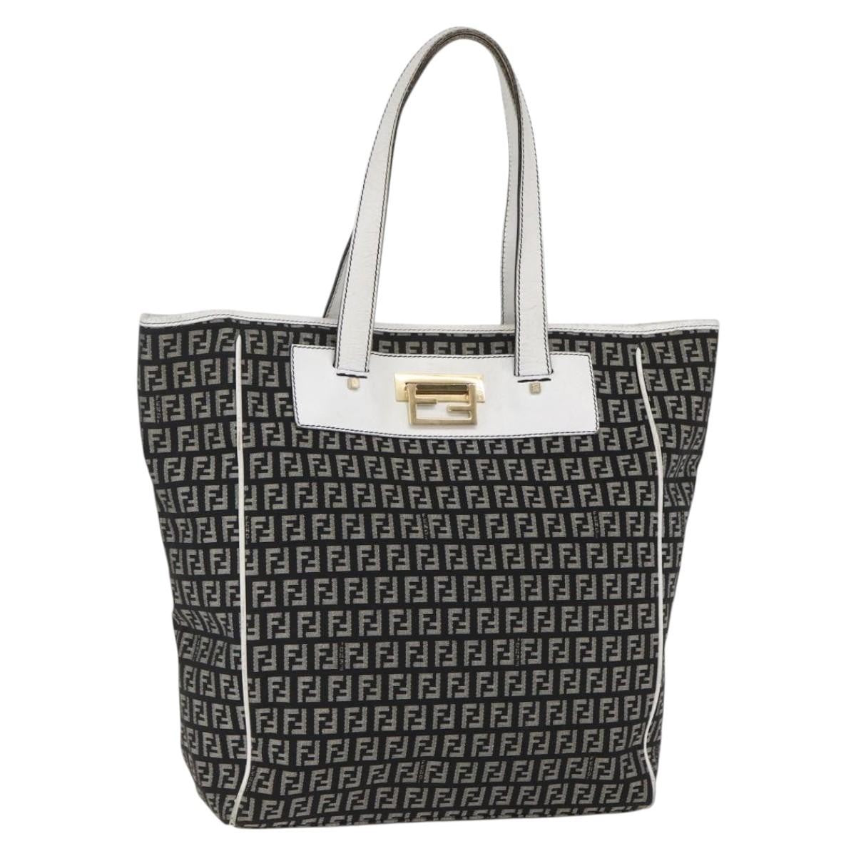 Fendi Zucca Tote Canvas Black Canvas Tote Bag Bag (Pre-Owned)