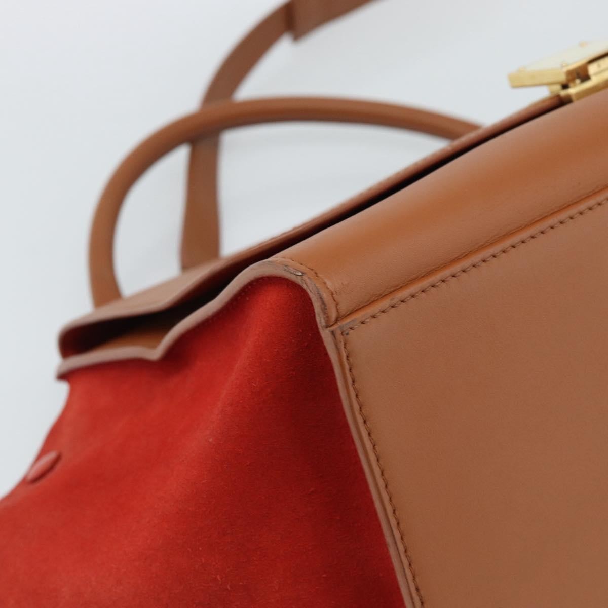 Celine Trapeze Leather With Suede Brown Leather Handbag (Pre-Owned)
