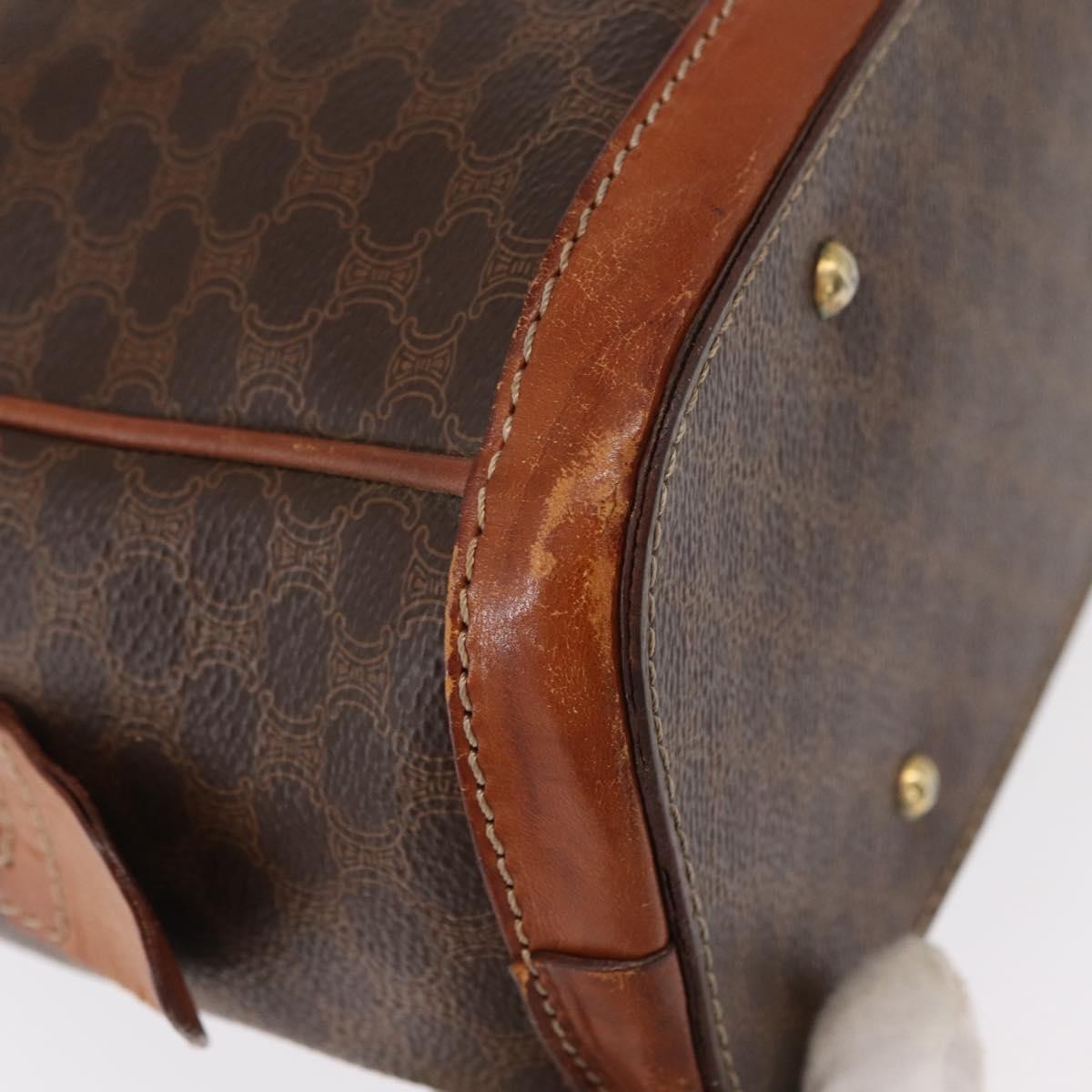 Celine Vintage Macadam Canvas And Leather Brown Canvas Handbag (Pre-Owned)