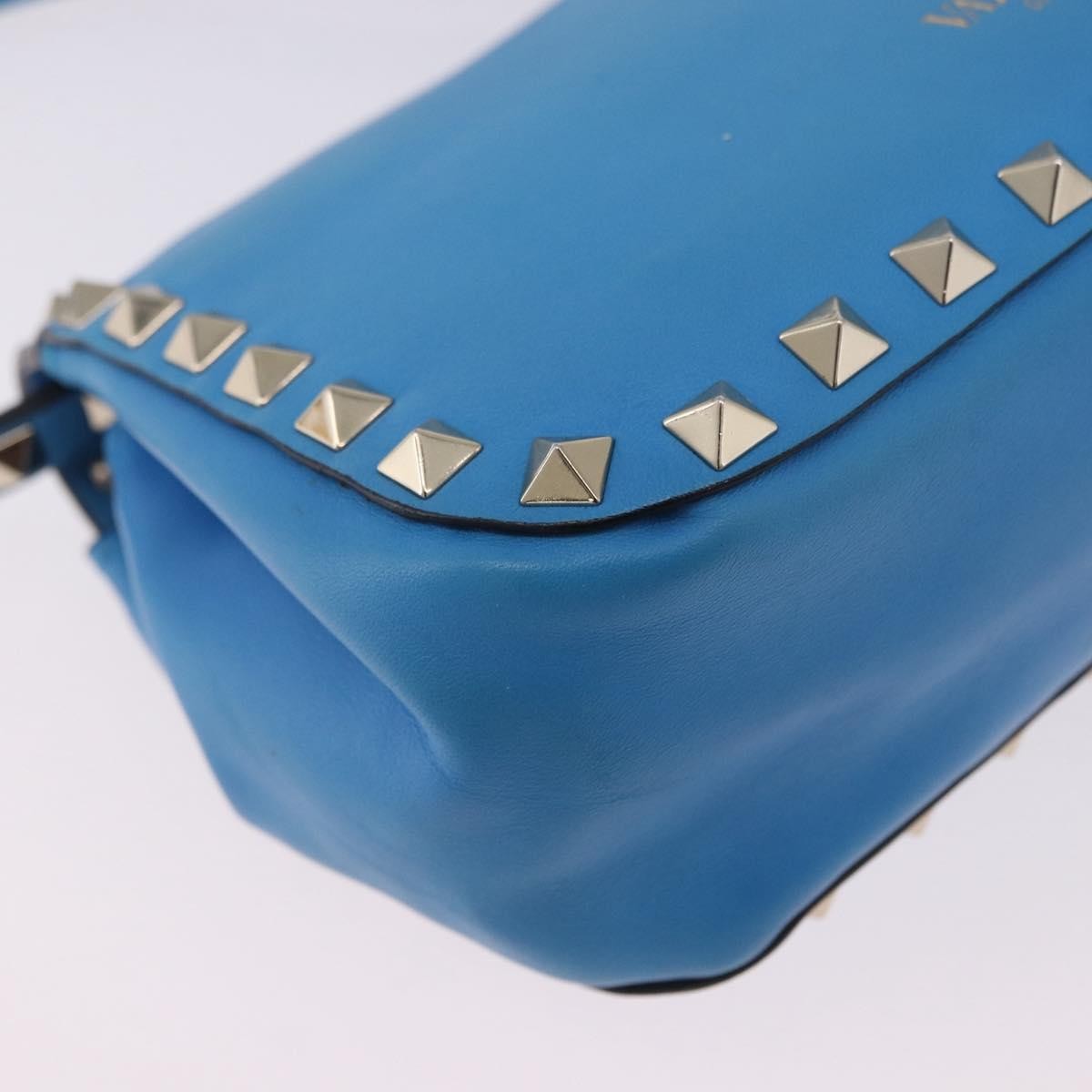 Valentino Garavani Rockstud Flip Lock Compartment Leather Blue Leather Shoulder Bag Bag (Pre-Owned)
