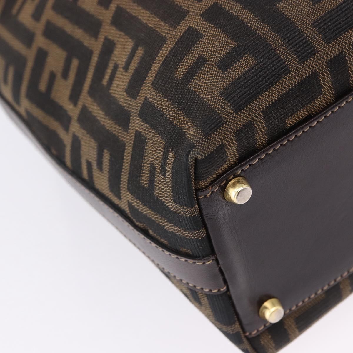 Fendi Vintage Zip Pochette Zucca Canvas Small Brown Canvas Clutche & Pouche Bag (Pre-Owned)
