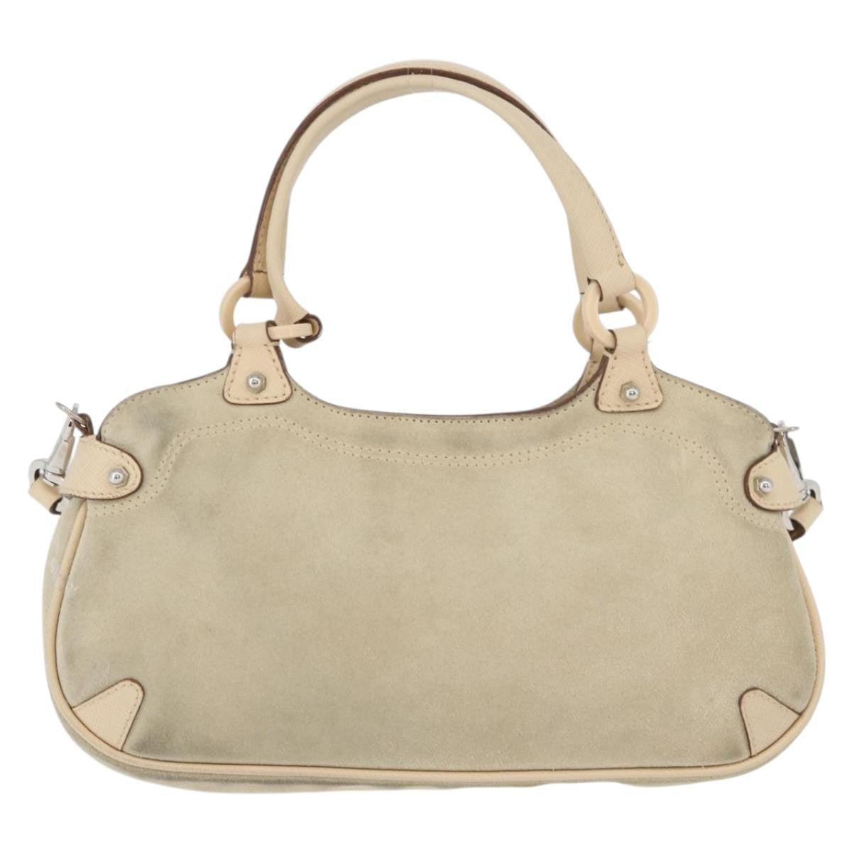 Salvatore Ferragamo Gancini Suede Beige Suede Handbag (Pre-Owned)
