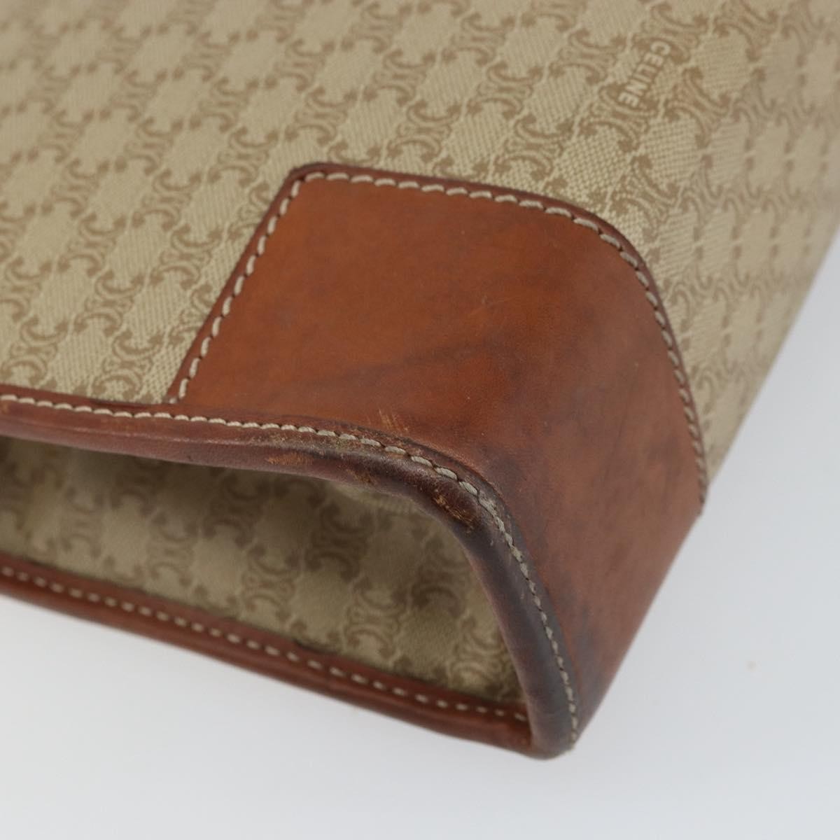 Celine Vintage Macadam Canvas Beige Canvas Handbag (Pre-Owned)