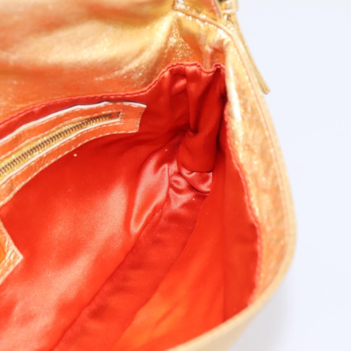 Fendi Mamma Baguette Zucca Jacquard Velvet Gold Leather Shoulder Bag Bag (Pre-Owned)
