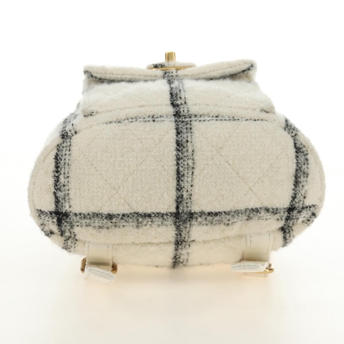 Chanel Duma Drawstring Quilted Wool Tweed Beige Wool Backpack Bag (Pre-Owned)