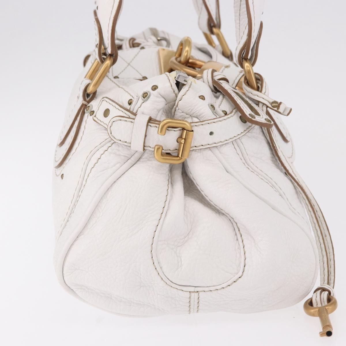 Chloe Paddington Lock Leather White Leather Handbag (Pre-Owned)