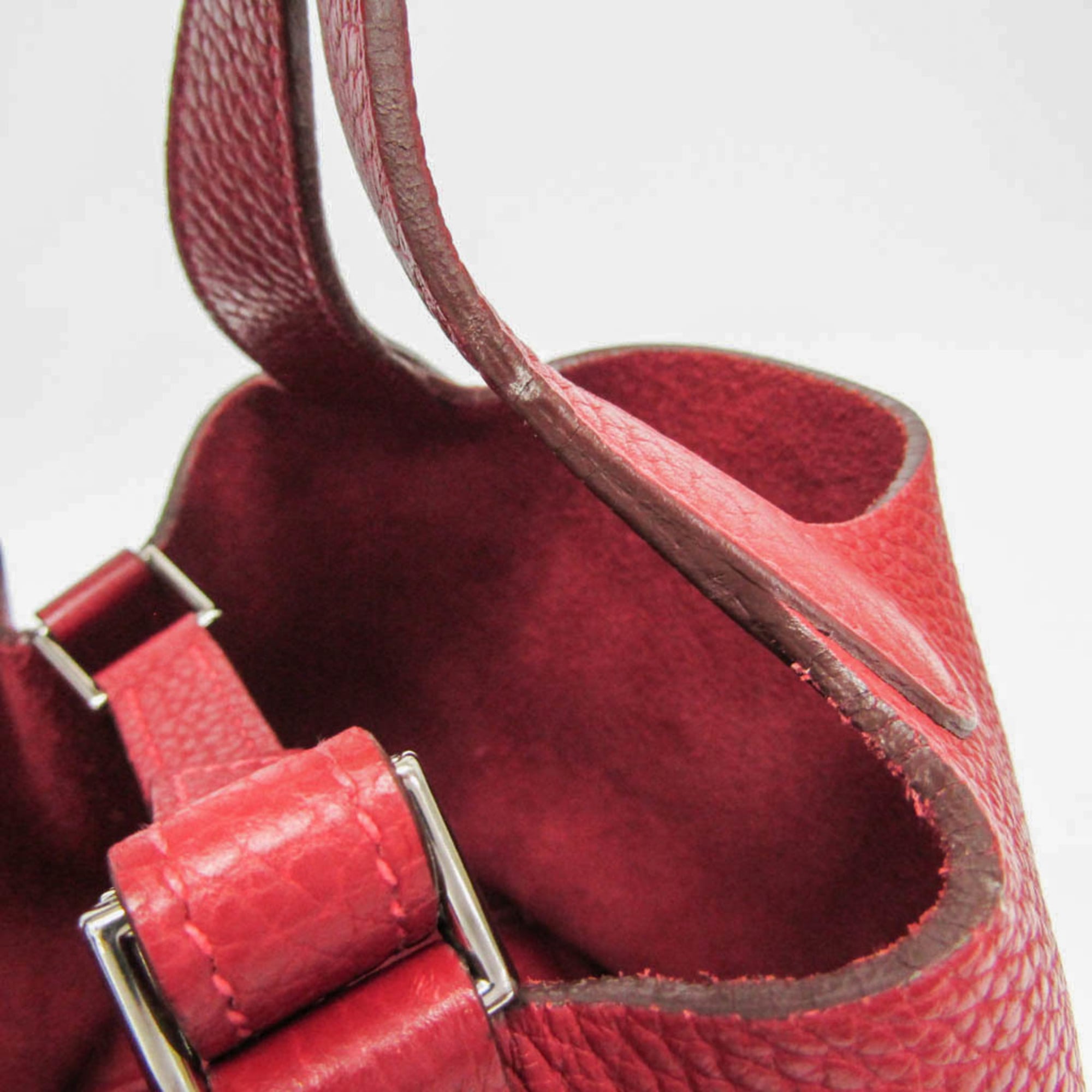 Hermes Picotin Clemence Red Leather Handbag (Pre-Owned)