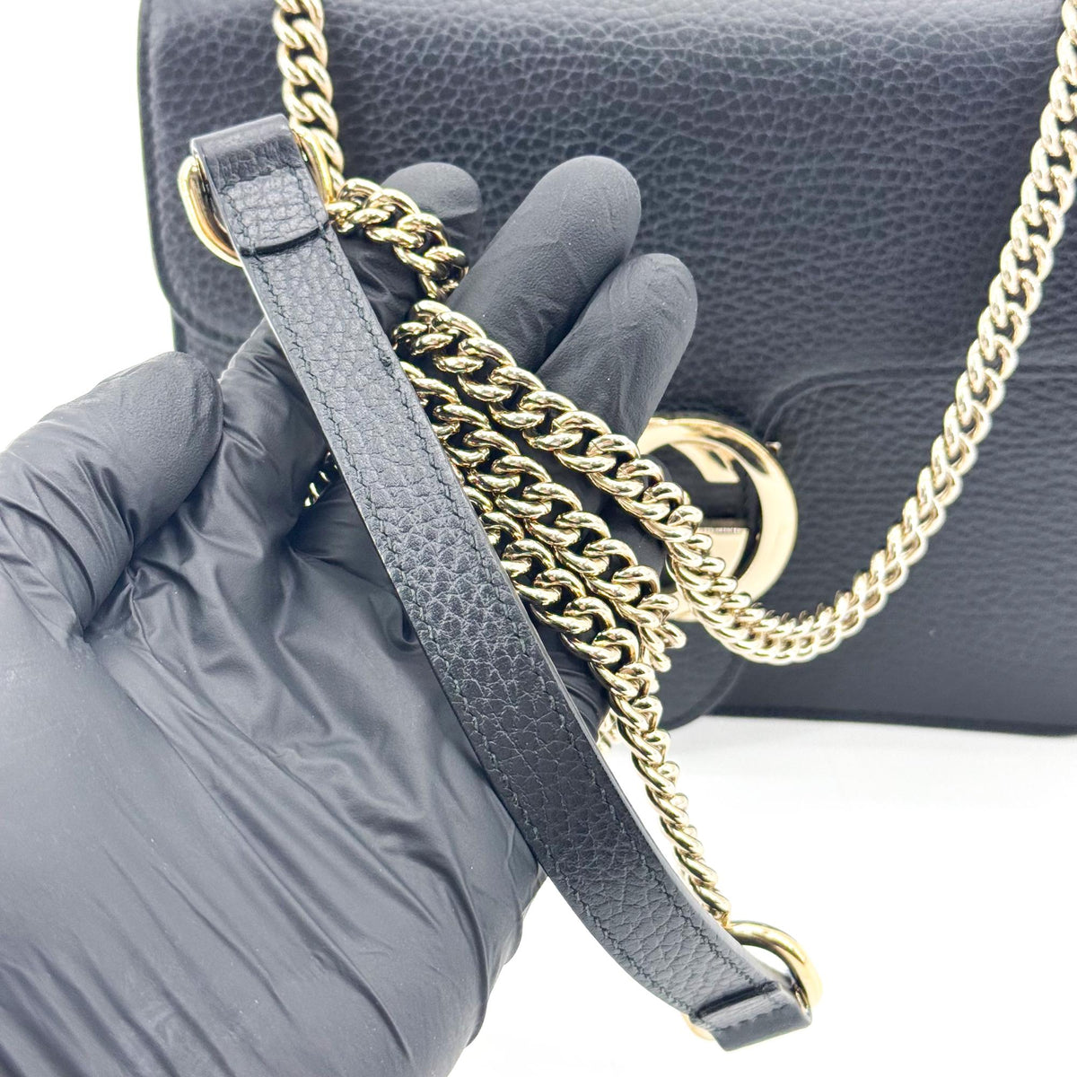 Gucci Interlocking Leather Black Leather Shoulder Bag Bag (Pre-Owned)
