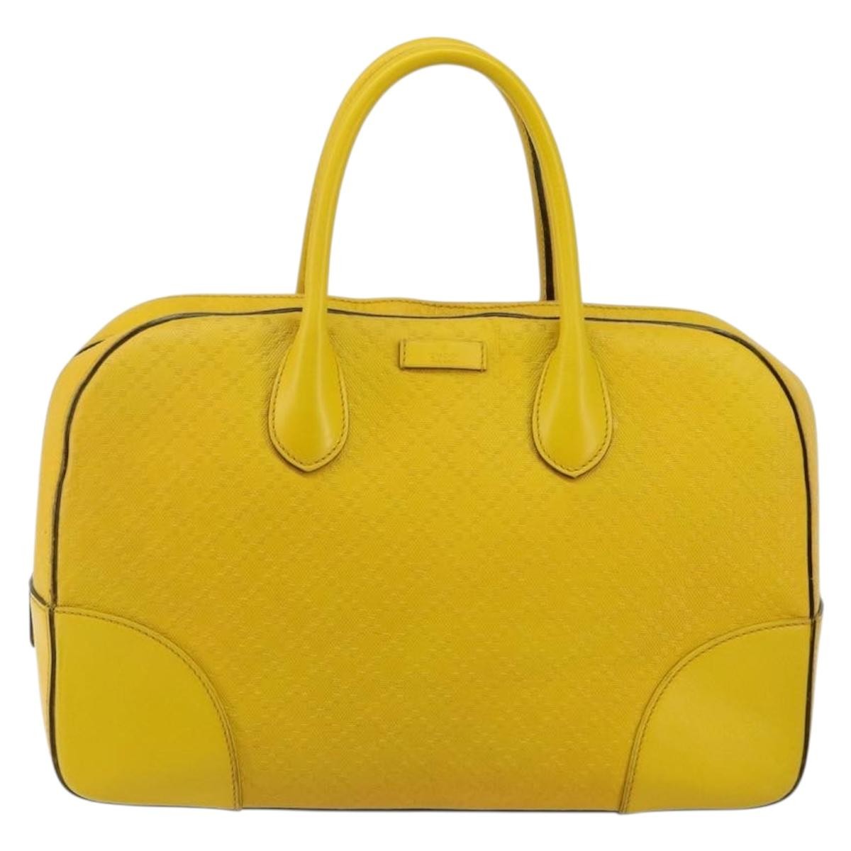 Gucci Bright Top Handle Diamante Leather Yellow Leather Handbag (Pre-Owned)