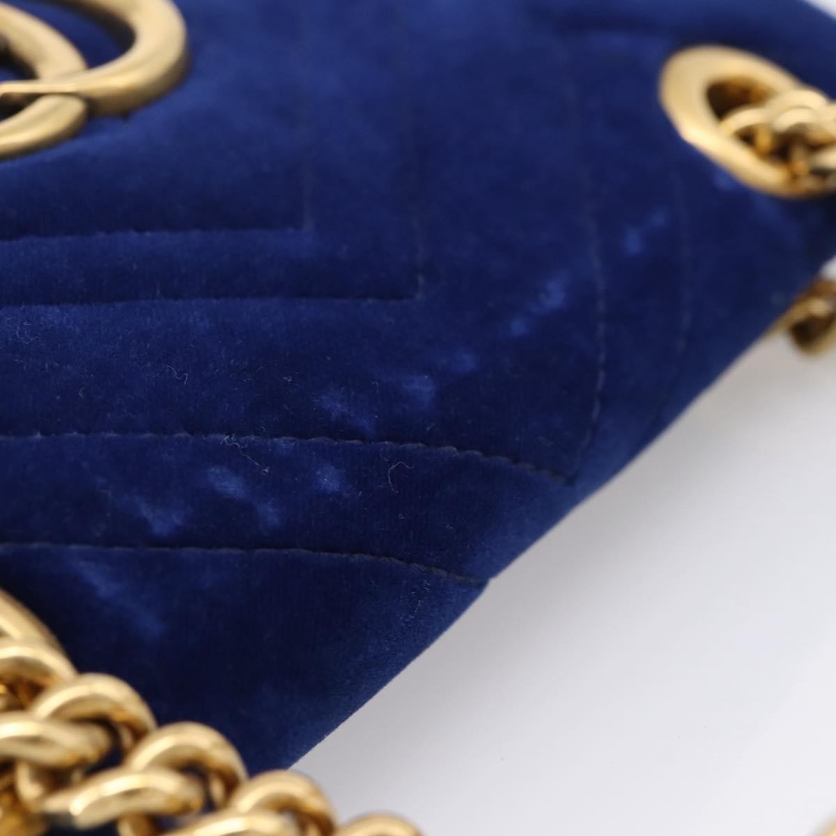 Gucci Gg Marmont Matelassé Velvet Blue Velvet Shoulder Bag Bag (Pre-Owned)