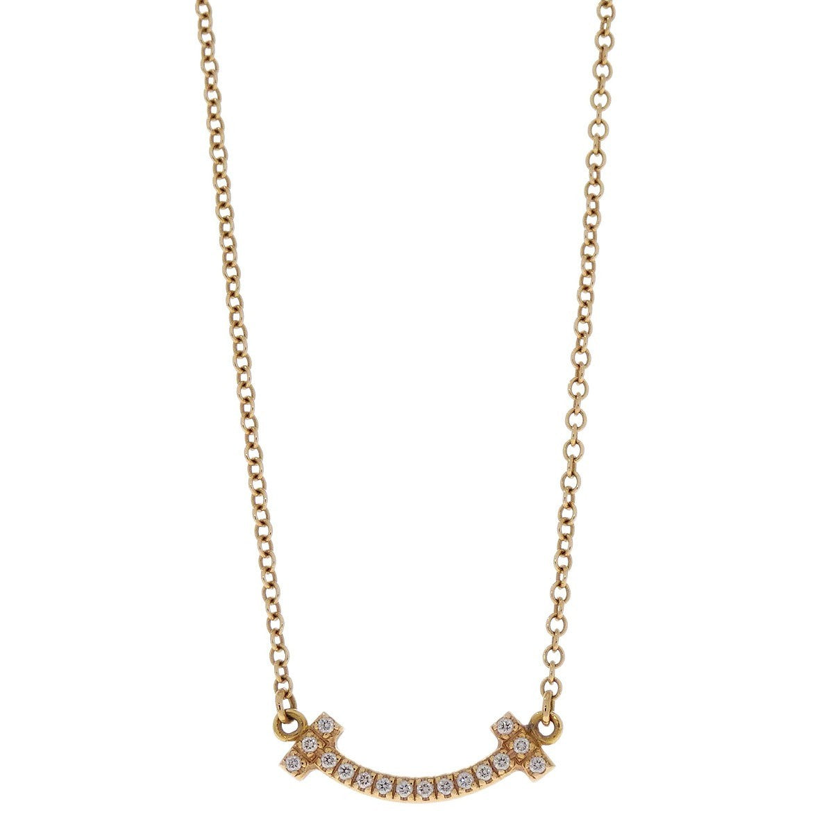 Tiffany & Co. T Smile Pendant 18K Yellow Gold With Diamonds Gold Yellow_Gold Necklace Jewelry (Pre-Owned)