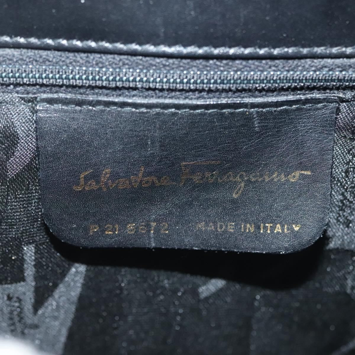 Salvatore Ferragamo Vintage Gancini Convertible Top Handle Leather Black Leather Handbag (Pre-Owned)
