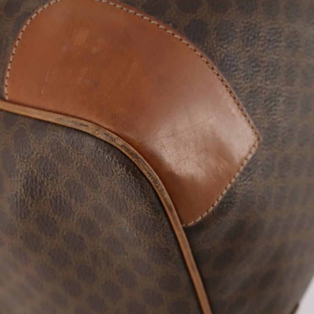 Celine Vintage Macadam Boston Canvas And Leather Brown Canvas Travel Bag Bag (Pre-Owned)