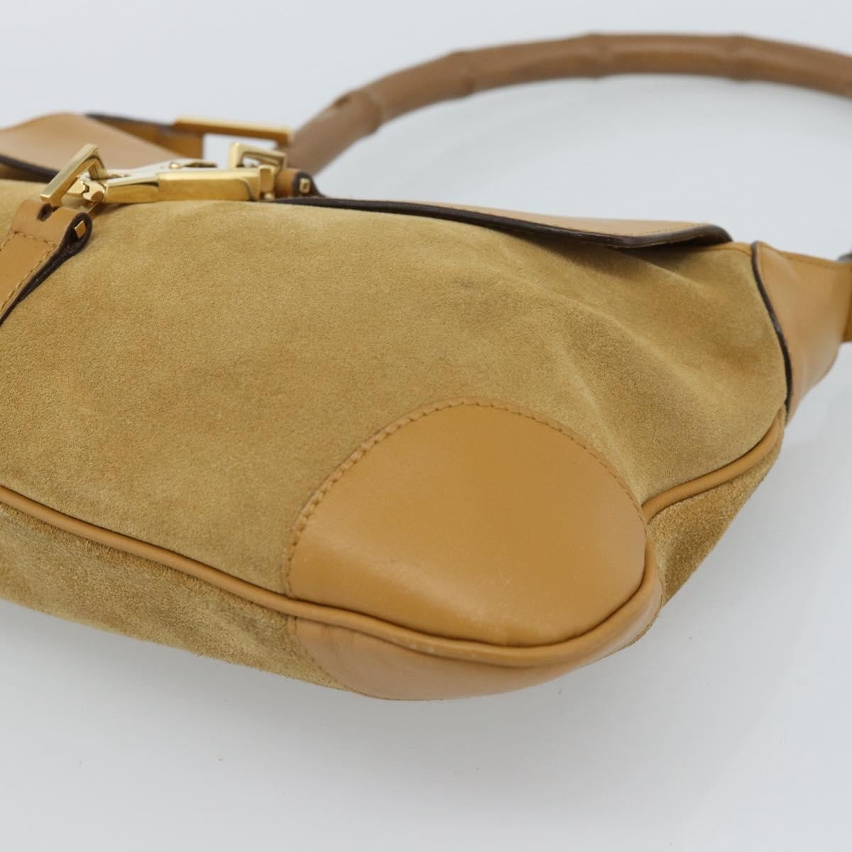Gucci Bamboo Jackie Suede Beige Suede Handbag (Pre-Owned)