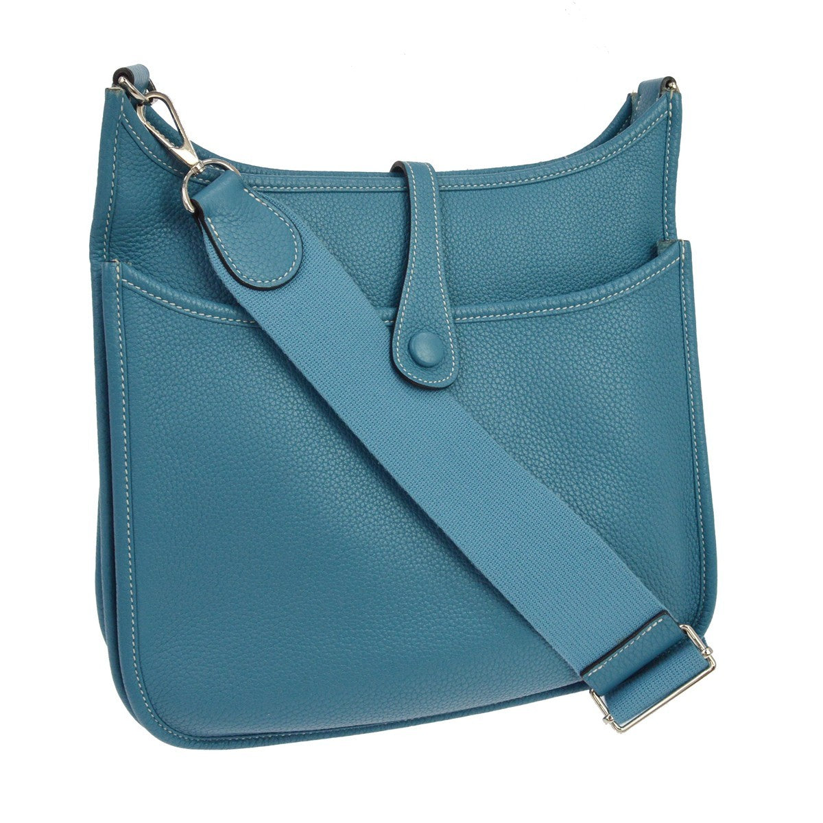 Hermes Evelyne Bag Gen Iii Clemence Blue Leather Shoulder Bag Bag (Pre-Owned)