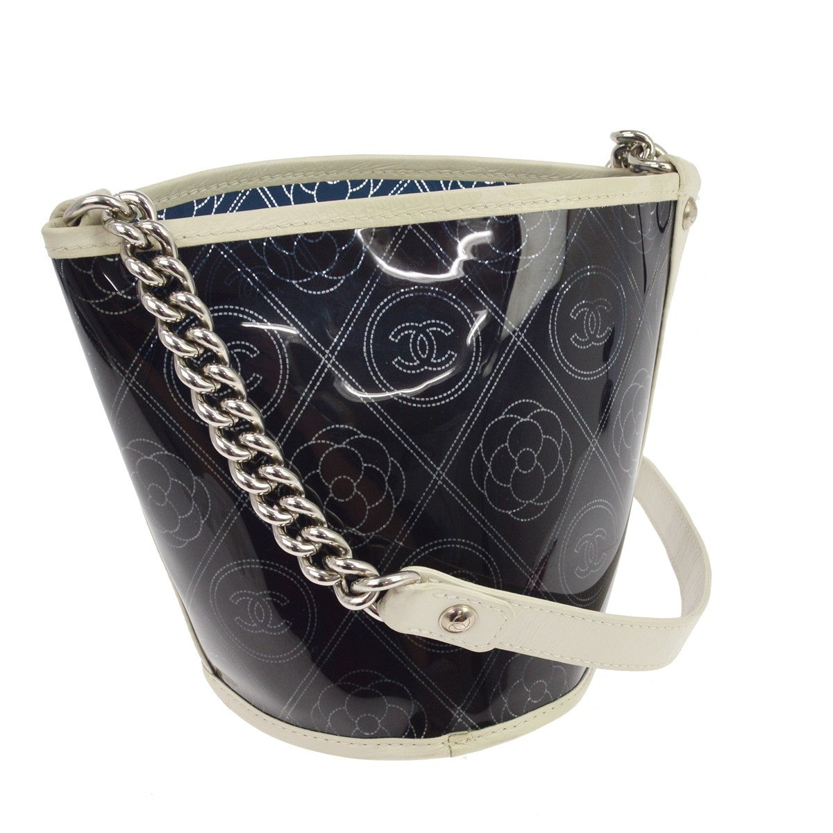 Chanel Camellia Coco Bucket Printed Pvc Black Leather Shoulder Bag Bag (Pre-Owned)