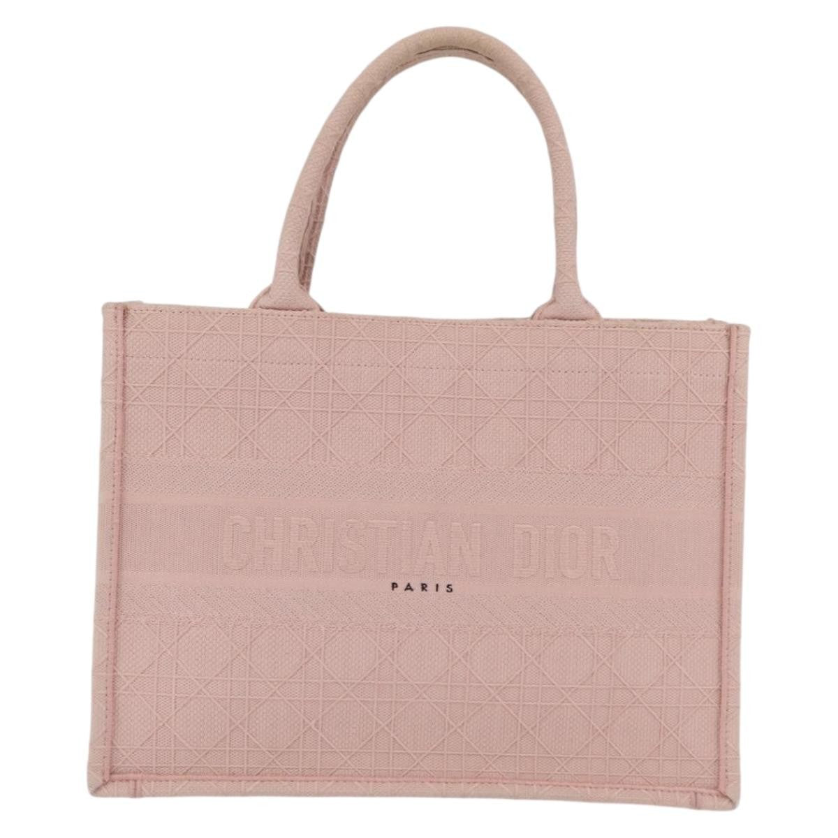 Christian Dior Book Cannage Embroidered Canvas Pink Canvas Tote Bag Bag (Pre-Owned)