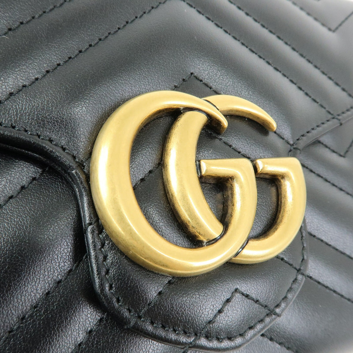 Gucci Gg Marmont Chain Matelasse Leather Black Leather Crossbody Bag Bag (Pre-Owned)