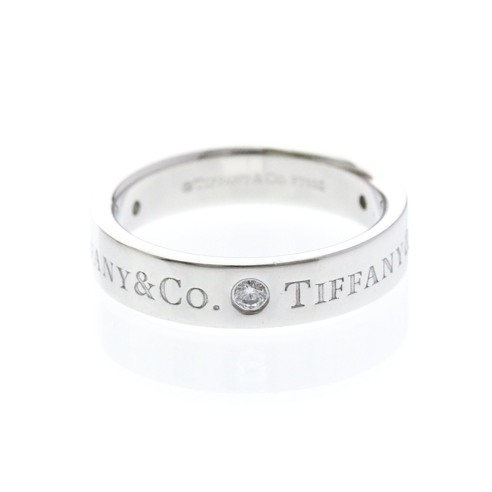 Tiffany & Co. Classic Wedding Band 3 Diamonds Platinum And Diamonds Silver Platinum Ring Jewelry (Pre-Owned)