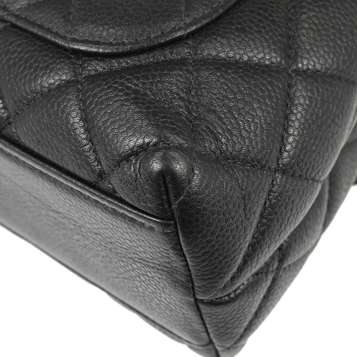 Chanel Vintage Classic Top Handle Flap Quilted Caviar Black Calfskin Handbag (Pre-Owned)
