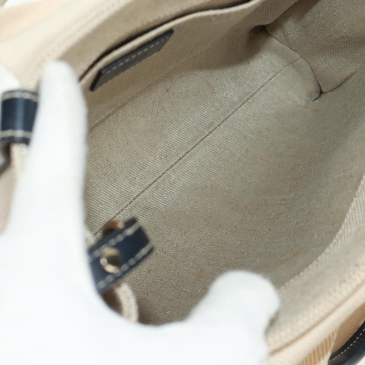 Chloe Woody Convertible Canvas With Leather Beige Canvas Tote Bag Bag (Pre-Owned)