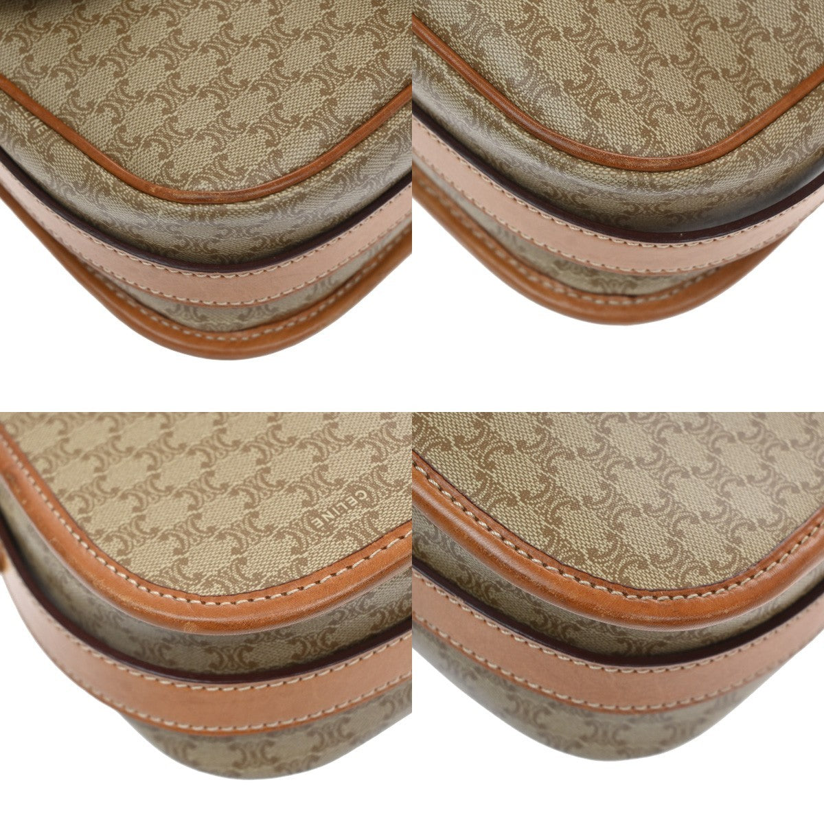 Celine Vintage Macadam Canvas And Leather Beige Canvas Shoulder Bag Bag (Pre-Owned)