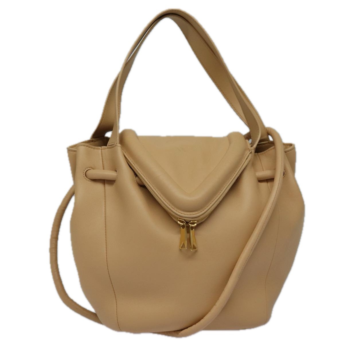 Bottega Veneta Beak Leather Beige Leather Tote Bag Bag (Pre-Owned)