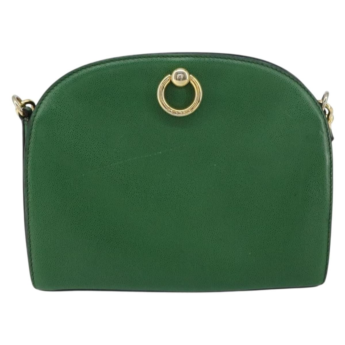 Celine Vintage Leather Green Leather Shoulder Bag Bag (Pre-Owned)