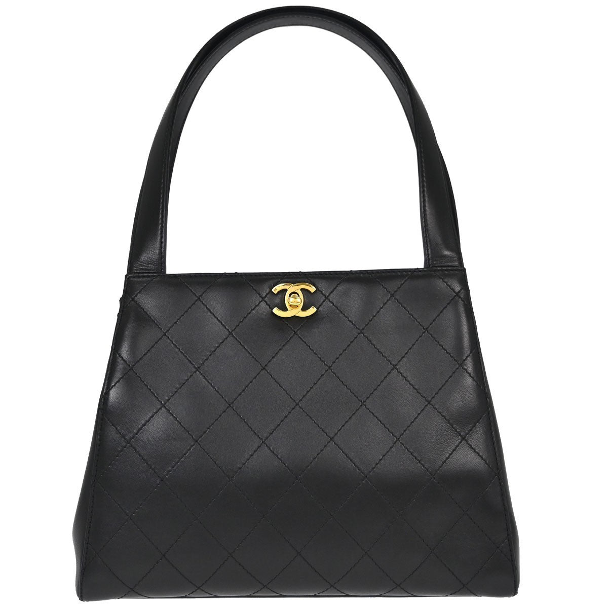 Chanel Vintage Stich Leather Black Leather Shoulder Bag Bag (Pre-Owned)