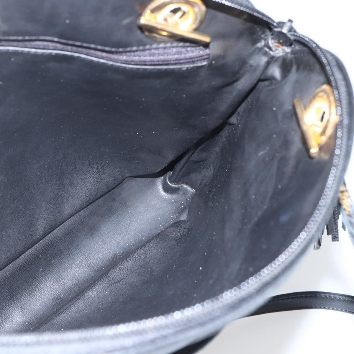 Bally Vintage Chain Quilted Leather Black Leather Shoulder Bag Bag (Pre-Owned)