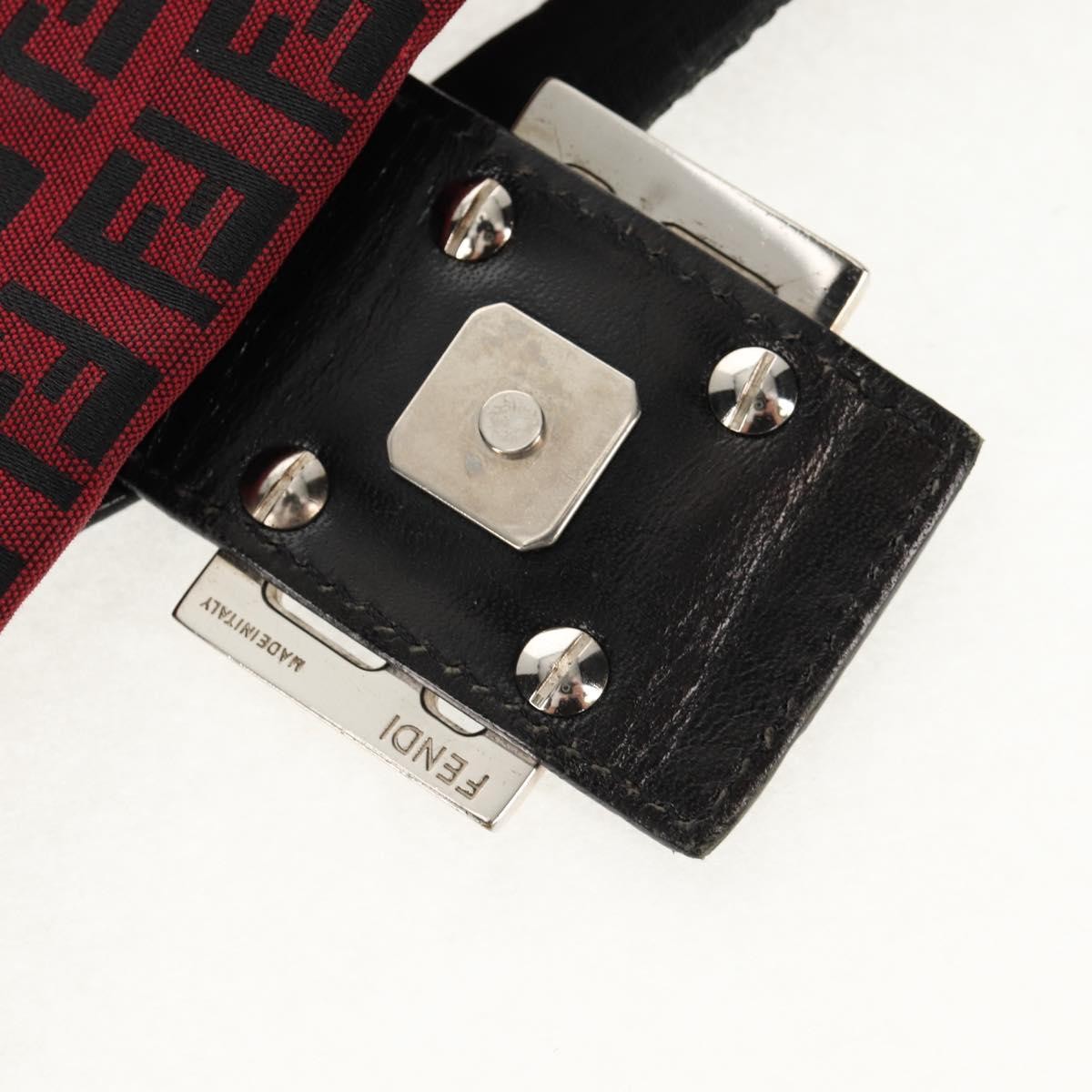 Fendi Baguette Zucchino Canvas Red Canvas Handbag (Pre-Owned)