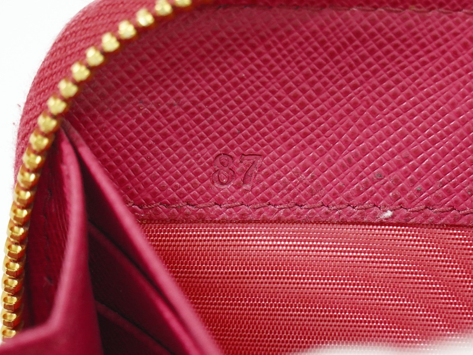 Prada Zip Around Tab Saffiano Leather Pink Leather Wallets Accessory (Pre-Owned)