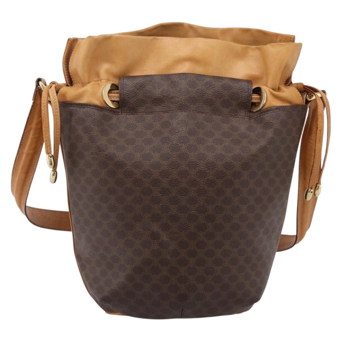 Celine Vintage Macadam Canvas And Leather Brown Canvas Shoulder Bag Bag (Pre-Owned)