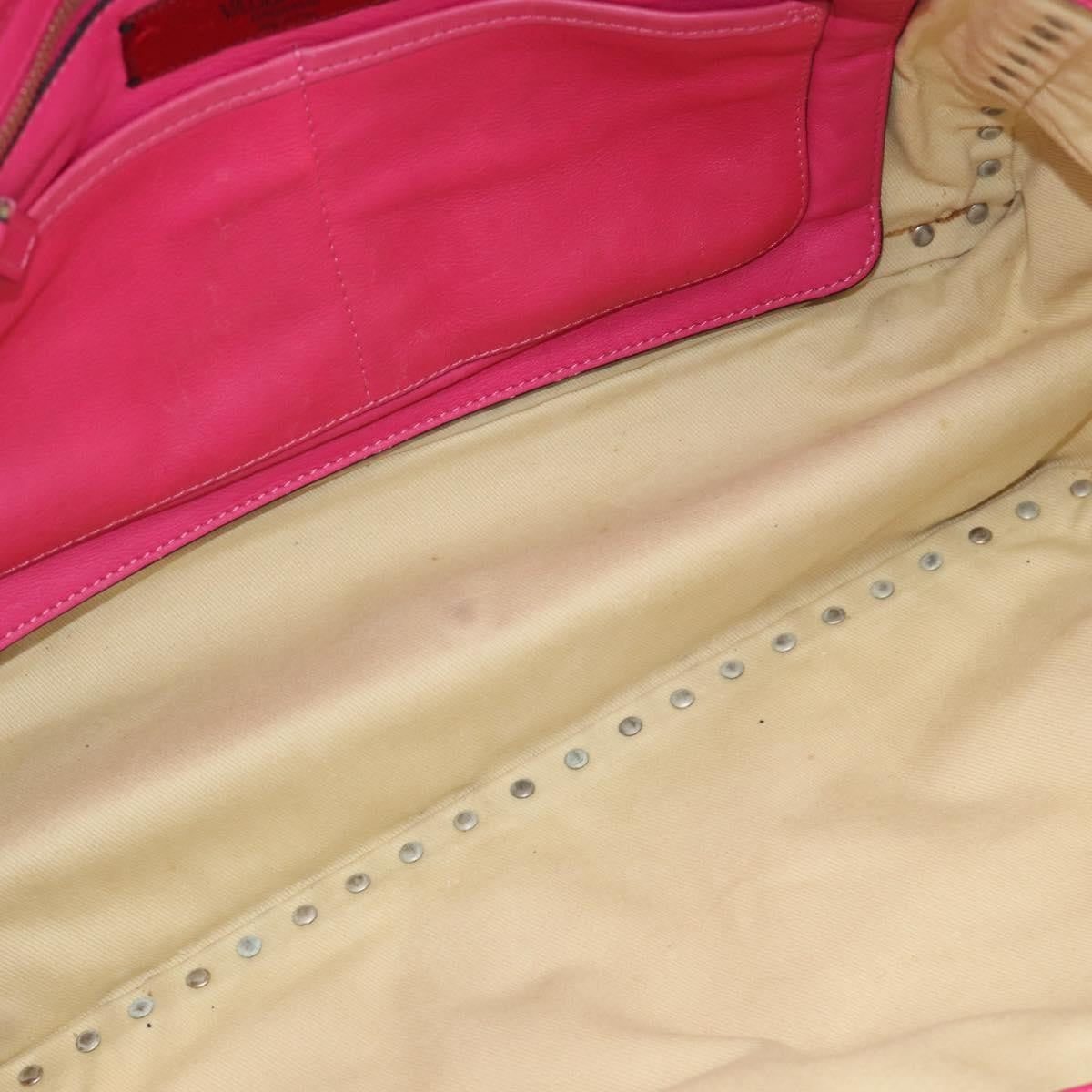 Valentino Garavani Rockstud Tote Textured Leather Pink Leather Tote Bag Bag (Pre-Owned)