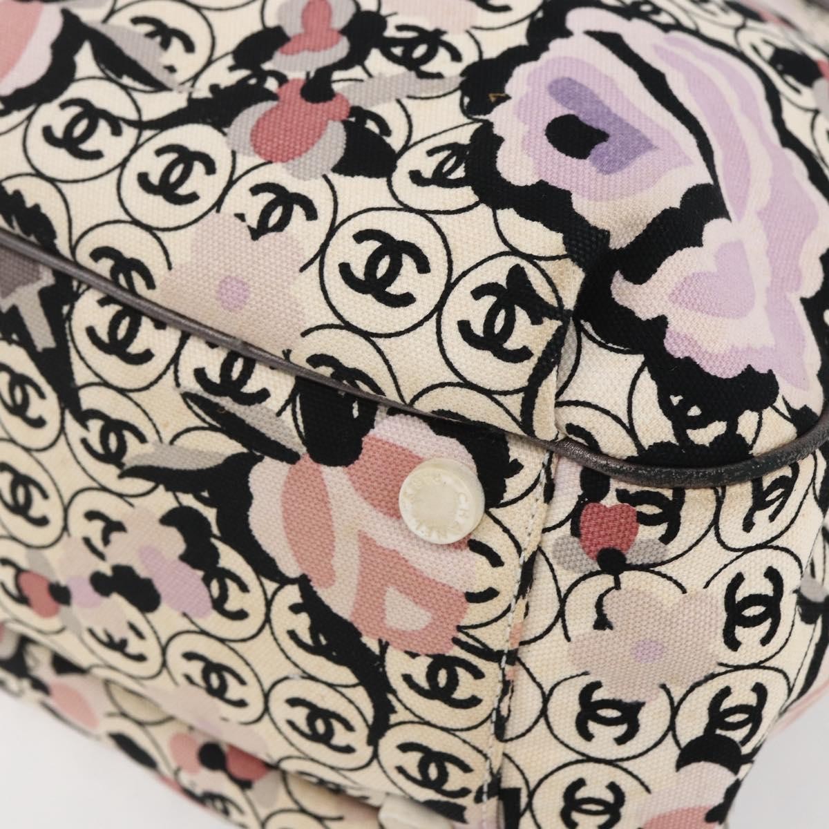 Chanel Vintage Floral Tote Canvas Beige Canvas Tote Bag Bag (Pre-Owned)