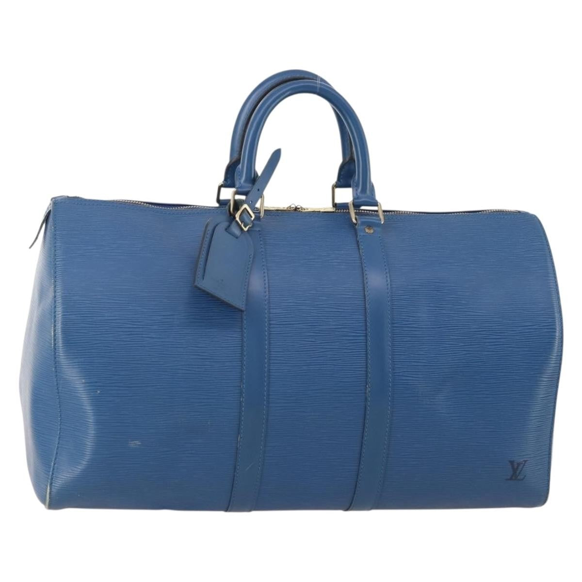 Louis Vuitton Keepall Epi Leather Blue Leather Travel Bag Bag (Pre-Owned)