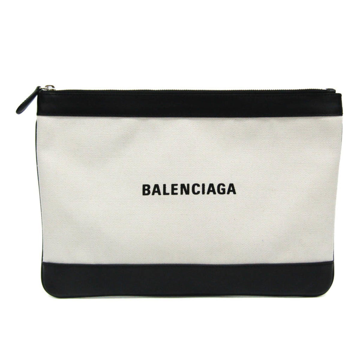 Balenciaga Navy Zip Canvas And Leather Ecru Canvas Clutche & Pouche Bag (Pre-Owned)