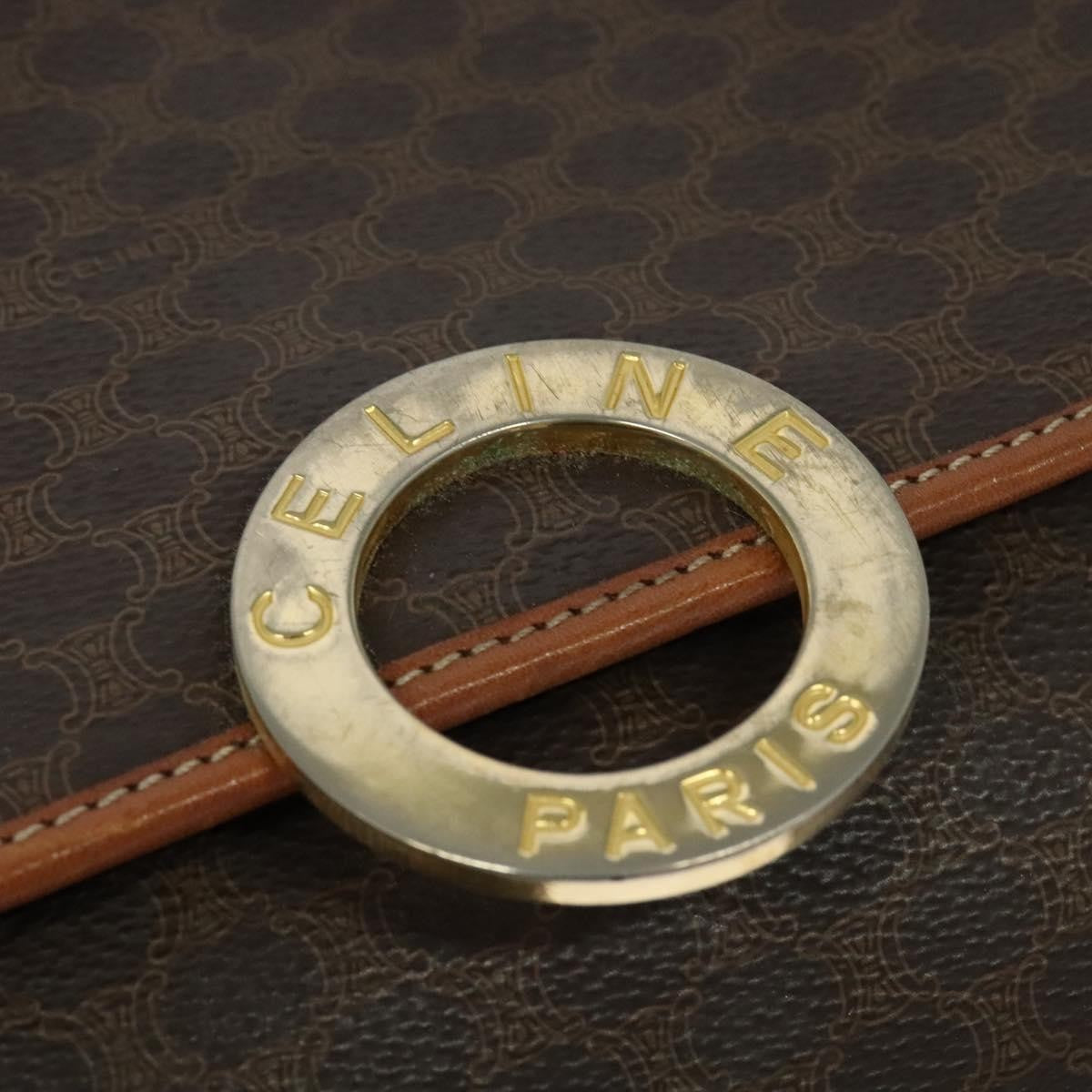 Celine Vintage Macadam Circle Logo Canvas And Leather Brown Canvas Shoulder Bag Bag (Pre-Owned)